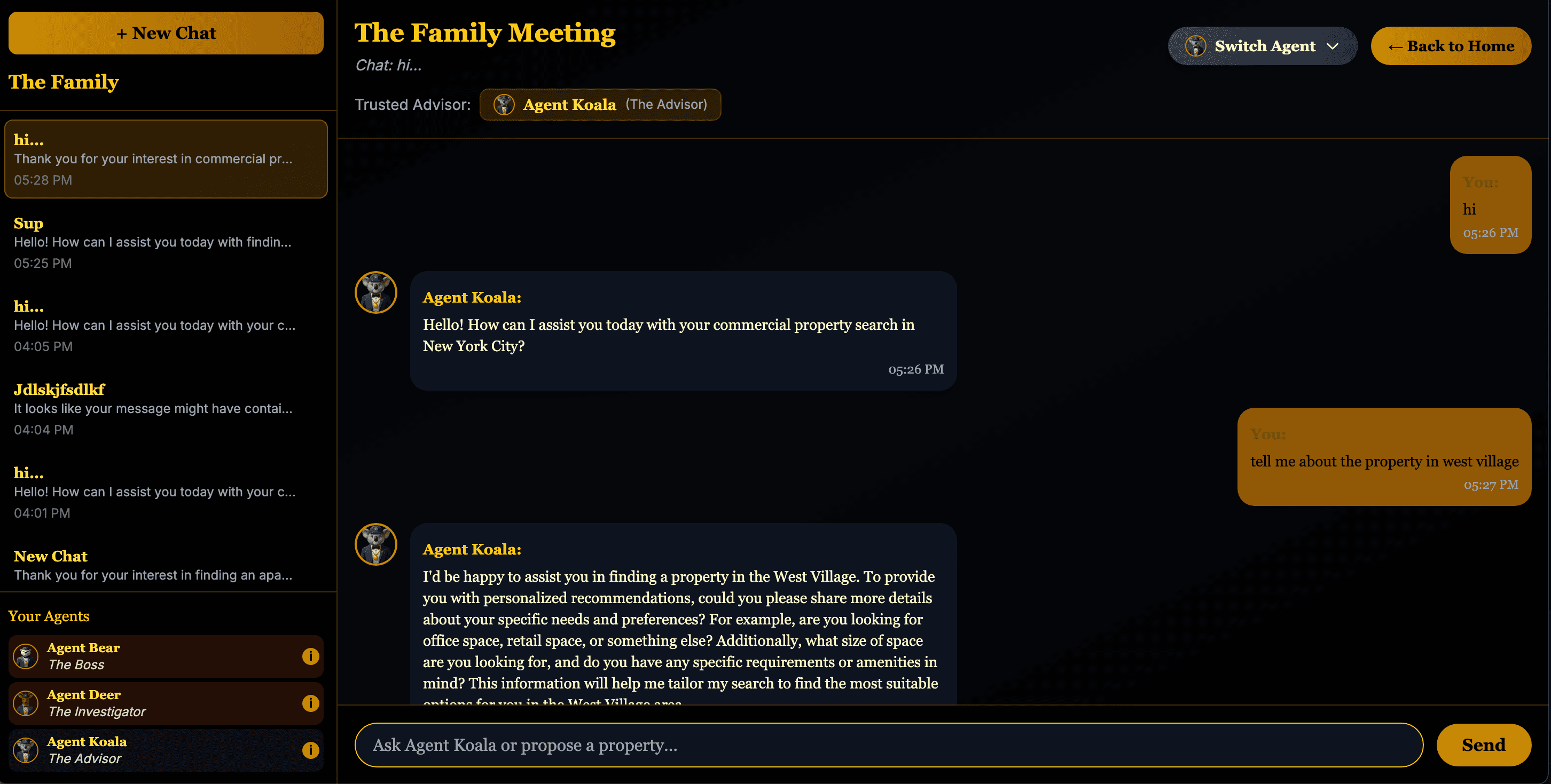 Real Estate AI Chatbot project screenshot